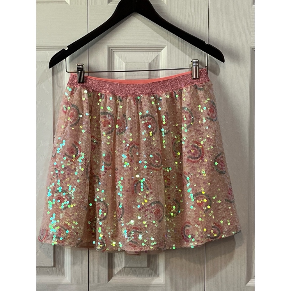 Cat & Jack Pink Neutrals with Rainbow Seqin Elastic Waist Skirt Girls XL (14-16)